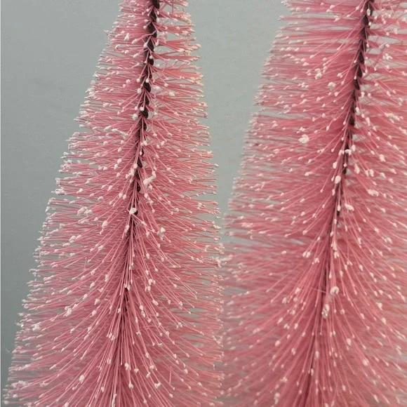 2pc set Pink Holiday Bottle Brush Trees - Picture 2 of 3